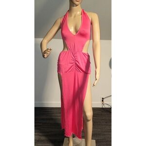 Sexy Women Pink Long Classy Dress Mermaid Club Style Small  SL6074